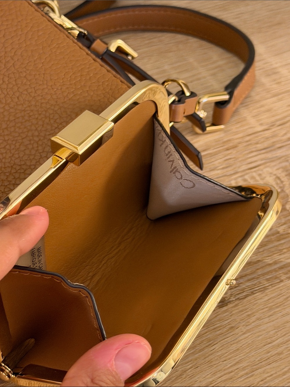 3-piece Calvin Klein Cream and Tan Crossbody Wallet with Monogram Coin Pouch - Picture 8 of 8